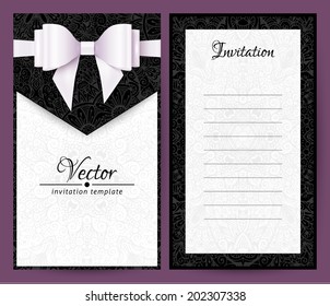 Elegant stylish black and white vector greeting card or wedding invitation