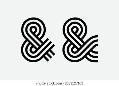 Elegant and stylish custom ampersand. Hand-drawn decorative ampersand for art typography, invitation, card, banner, or poster. Vector illustration.