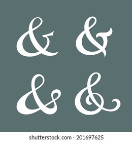 Elegant and stylish custom ampersands for business cards and wedding invitations. Vector illustration