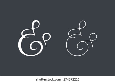 Elegant and stylish custom ampersands for print template, invitation or greeting card. Vector illustration