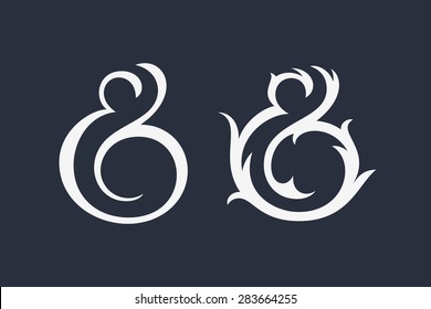 Elegant and stylish custom ampersands for print template, invitation or greeting card. Vector illustration