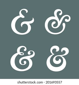 Elegant and stylish custom ampersands for wedding invitation or business card. Vector illustration