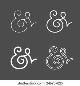 Elegant and stylish custom ampersands for wedding invitation or business card. Vector illustration