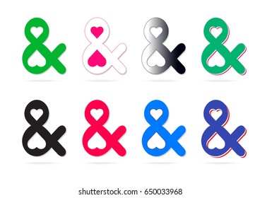 Elegant and stylish custom ampersands your design. Set icons of ampersand. Vector illustration