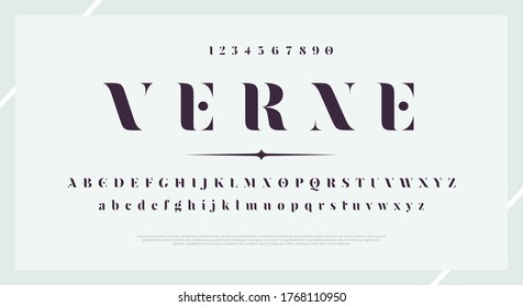 Elegant Stylish Font. Modern Serif Typeface. English Alphabet. Set Of Letters - Uppercase, Lowercase And Numbers. Vector Illustration.