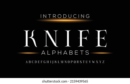 Elegant stylish font. Modern serif typeface. English alphabet. Set of letters - uppercase, lowercase and numbers. Vector illustration. 