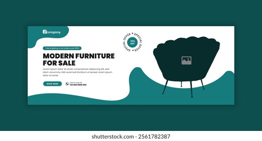  Elegant and Stylish Furniture Sale social media banner Design and Web Timeline Banner Design Template, Modern Furniture Social Media Cover Page Design