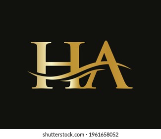 Elegantes und stilvolles HA Logo-Design für Ihr Unternehmen. Logo des HA-Briefes. HA Logo für die Luxusmarkierung. 