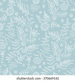 Elegant stylish hand draw floral background. Seamless pattern