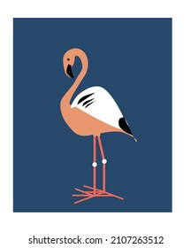 
Elegant stylish image of flamingo on the blue background.