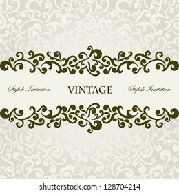 Elegant stylish invitation card, floral frame, seamless background