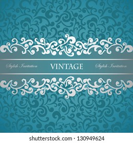 Elegant stylish invitation card, floral frame, seamless background