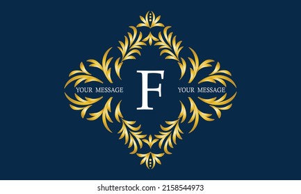 Elegant and stylish monogram with the letter F in the center and decorative elements. Luxury logo template.