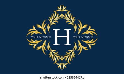 Elegant and stylish monogram with the letter H in the center and decorative elements. Luxury logo template.