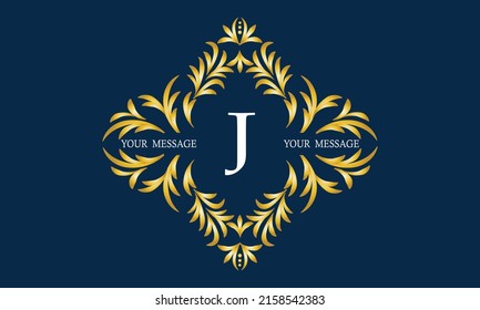 Elegant and stylish monogram with the letter J in the center and decorative elements. Luxury logo template.