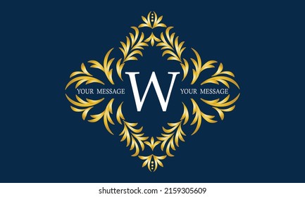 Monograma elegante y elegante con la letra W en el centro y elementos decorativos. Plantilla de logotipo de lujo.