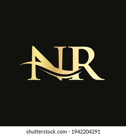 Elegant and stylish NR logo design for your company. NR letter logo. NR Logo for luxury branding. 