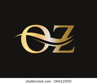 Elegant and stylish OZ logo design for your company. OZ letter logo. OZ Logo for luxury branding. 