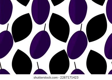 ELEGANT STYLISH PLUMS WITH BLACK LEAVES FASHIONABLE SEAMLESS VECTOR PATTERNFOR DESIGN AND DECORATION