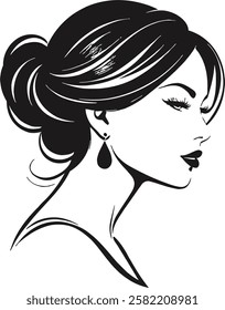 An elegant and stylish profile illustration of a woman exuding grace and sophistication. The vector captures her refined features with soft, flowing lines, highlighting her confident and fashionable d