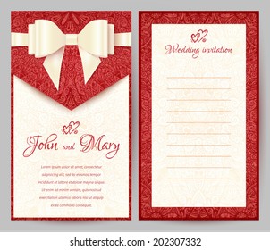 Elegant Stylish Red Vector Greeting Card Or Wedding Invitation