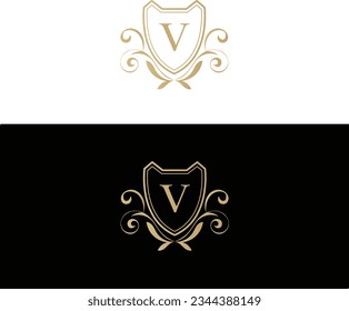 Elegant and stylish V logo design for your company. V letter design. V Logo for luxury branding. letter V logo design letter luxurious Letter Crown Logo Template Stock Vector
