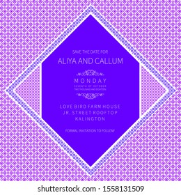 Elegant stylish wedding invitation card with abstract floral and geometrical beautiful ornamental border 