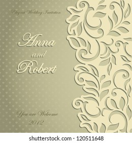 Elegant stylish Wedding Invitation, floral-lace design