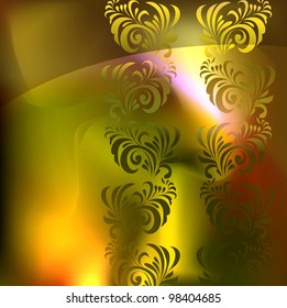 the elegant stylized abstract vector background with a flower ornament with a patina and a rust