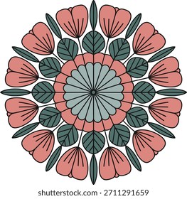 Elegante patrón de mandala floral estilizado con paleta de colores suaves