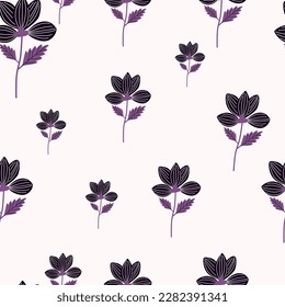 Elegant stylized flower seamless pattern. Abstract floral background. Vintage botanical illustration. Retro design for fabric, textile print, wrapping, cover. Vector illustration