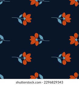 Elegant stylized flower seamless pattern. Abstract floral background. Vintage botanical illustration. Retro design for fabric, textile print, wrapping, cover. Vector illustration