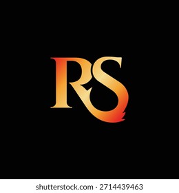 Elegant stylized rs monogram logo design featuring a fiery orange to red gradient color