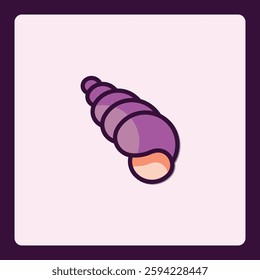 Elegant stylized seashell icon in shades of purple and peach tone design