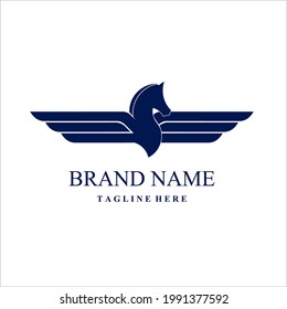 Elegant stylized white winged pegasus emblem.