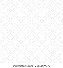 Elegant subtle seamless pattern. Vector geometric texture with outline elements, curved shapes, smooth flower silhouettes. Simple abstract grey and white minimal ornament. Repeated modern background