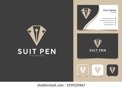 Elegant Suit Pen Logo Design And Business Card