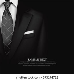 Elegant Suit  and tuxedo with bow tie. Vip business background, vector
