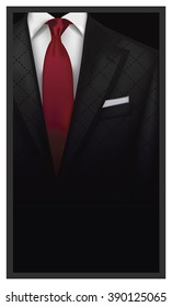 Elegant Suit  and tuxedo with red tie. Vip business background, vector