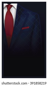 Elegant Suit  and tuxedo with red tie. Vip business background, vector