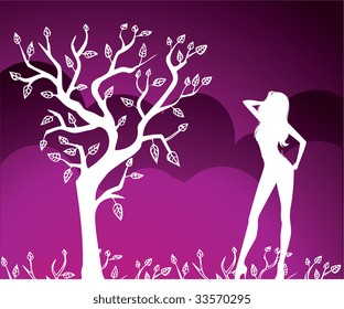 Elegant summer girl, vector