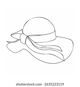 Elegant summer hat outline illustration perfect for fashion design and decorative projects