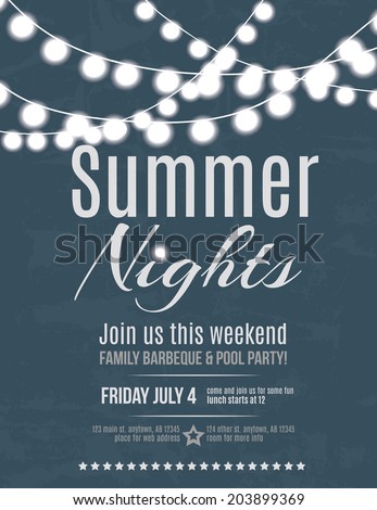 elegant summer night party invitation flyer のベクター画像素材