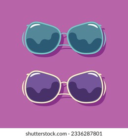 Elegant sunglasses vector cartoon illustrations. cute cartoon vector concept design. flat cartoon style.