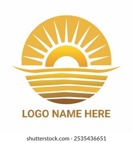 Elegant Sunrise in Gold Vector Logo Creation