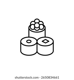 Elegant Sushi Rolls Displayed In A Minimalist Line Art Style