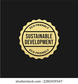 Elegant Sustainable label vector or Sustainability label vector isolated in flat style. Sustainable label vector for product design element. Simple Sustainability label for product packaging design.