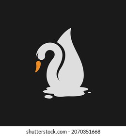 Elegant Swan with Brush and Paint Logo Creative