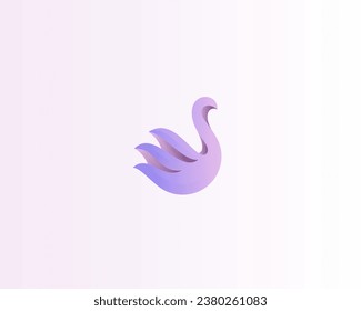 Elegant swan gradient logo. Bird goose logotype. Graceful calm symbol. Vector illustration.