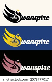 Elegant swan logo with a crown, perfect for branding, business, and creative projects. Ideal for print, digital, and vector uses.